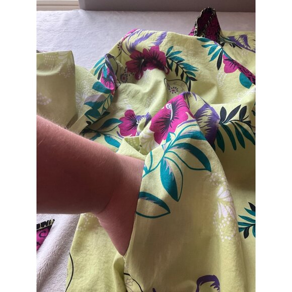 Soft Surroundings Womens Sz XS Kimono Wrap Dress or Robe Cotton Tropical Green - Picture 5 of 8
